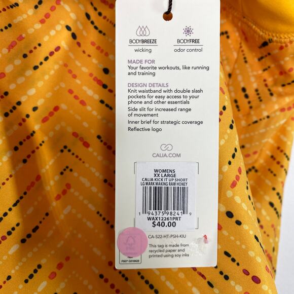 CALIA Womens Running Short Size XXL NWT Orange Training Workout 3" Inseam - Picture 8 of 9